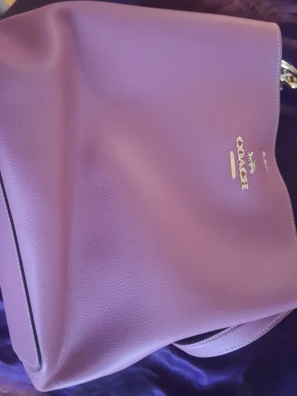 Coach Lavender Pebbled Leather Tote with Gold Hardware